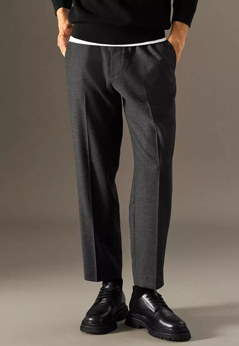 COS Elasticated Wool-Flannel Trousers - Tapered 2023 | Buy COS