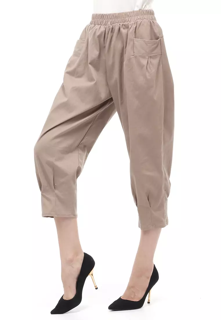 Radcliff Celana Panjang Ruberry Waist Bawahan Wanita Model Jogger Casual - Brown