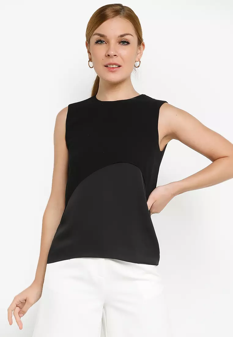 Calvin Klein Womens Performance Textured Ruched Side Tie Tank Top