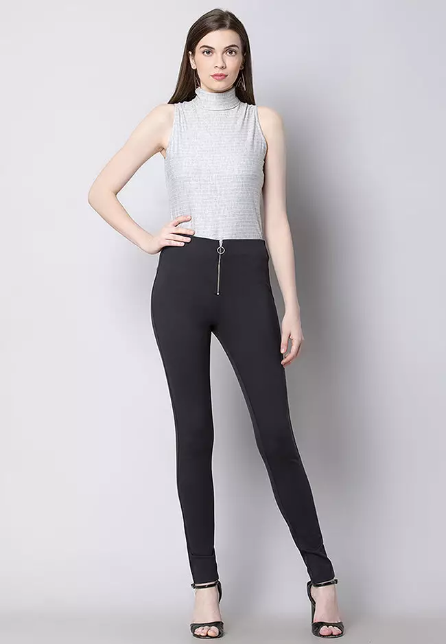 FabAlley Black Faux Leather Slim Fit Jeggings