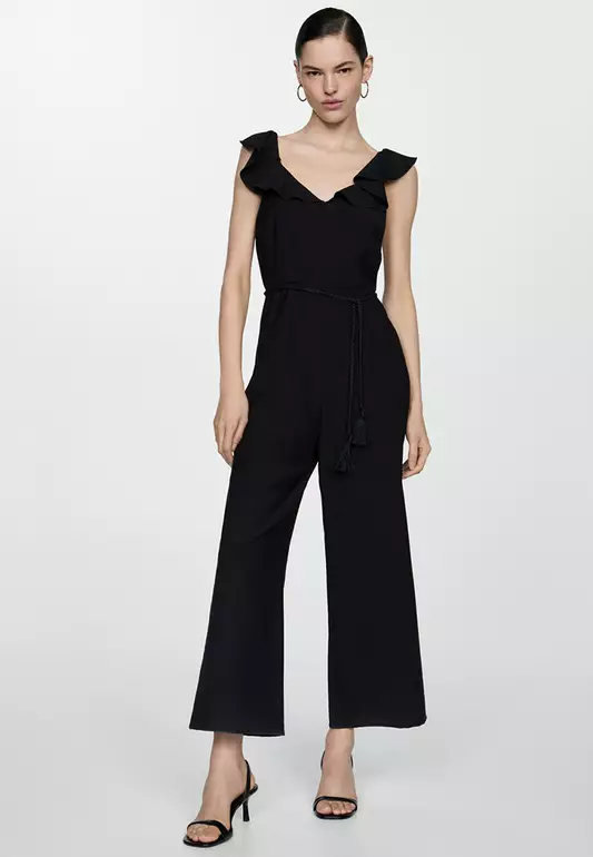 Long Jumpsuit With Tassel Belt