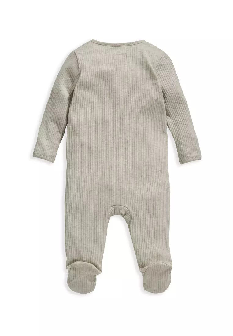 Mamas and Papas Organic Cotton Ribbed Sleepsuit - Oatmeal