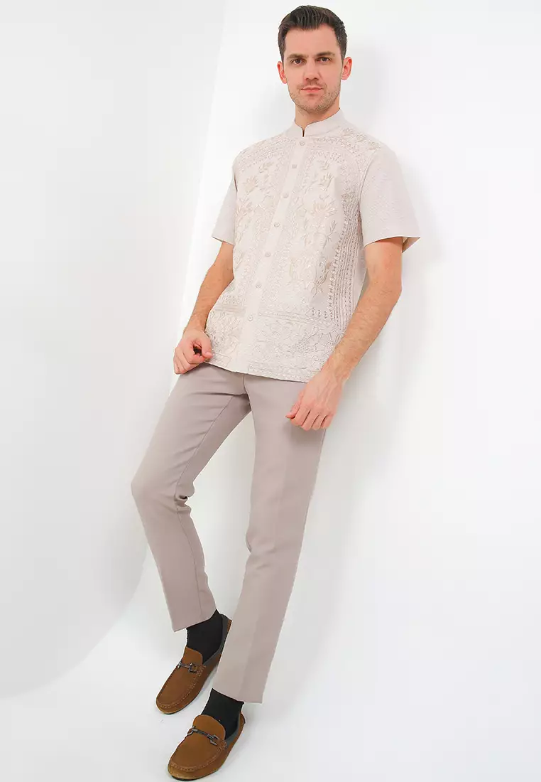 Raw Silk Short Sleeve Baju Koko