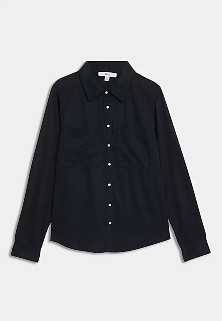 Pure Lyocell Collared Button Through Shirt