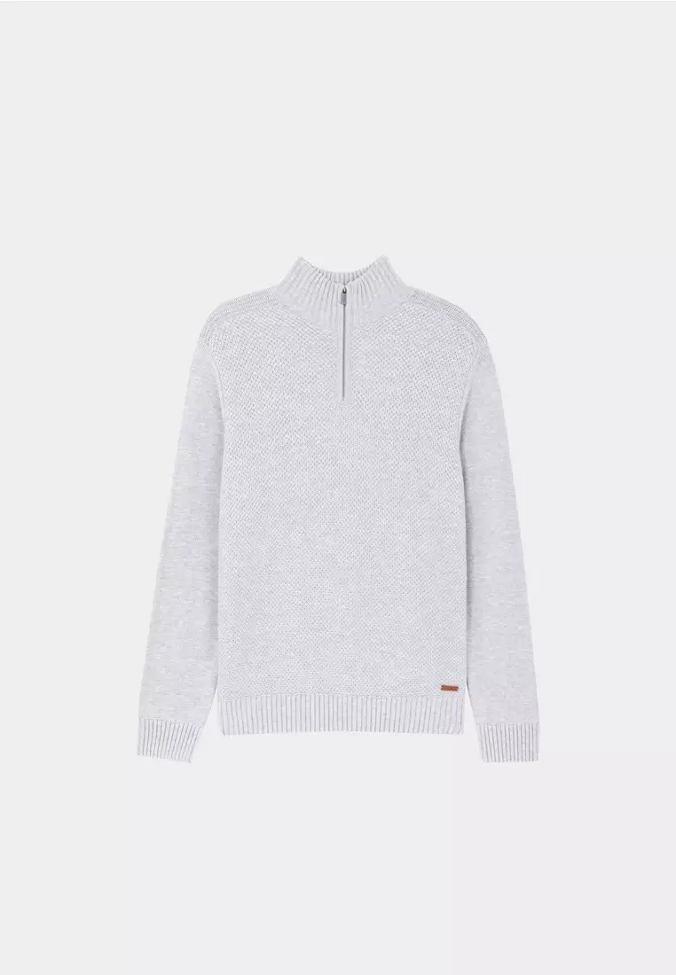 Buy SST&C Light Grey Quarter-Zip Sweater 2025 Online | ZALORA