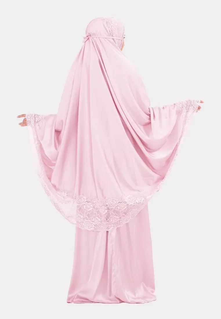 Cotton Bee - Syerin Lace Prayer Set | Mukena Renda | Mukena Dewasa - Cherub Pink