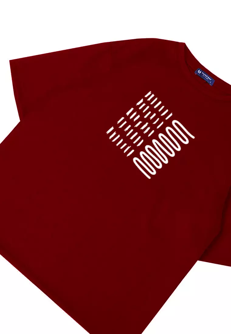 MTN98 kaos oversize abstrak aesthetic kece pria scuba bahan tebal crew neck maroon