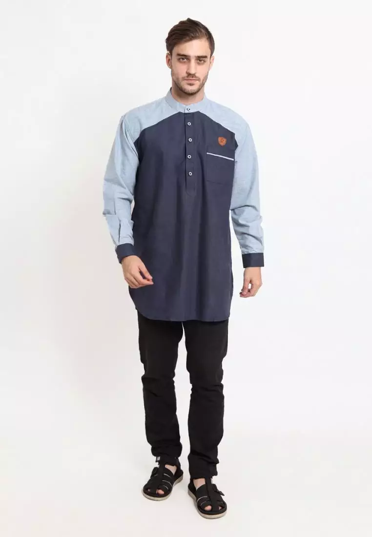 Zayidan Baju Koko Gamis Muslim Pria Zahir - Navy