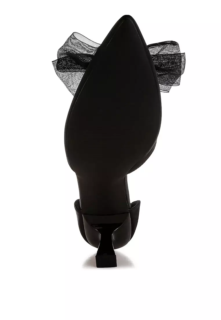 Sandal Satin Detail Pita Warna Hitam