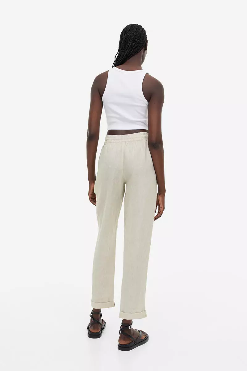 Cropped linen online joggers