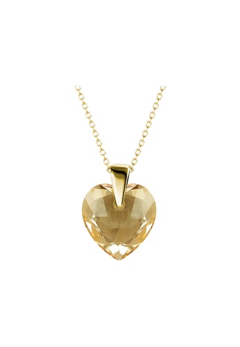 Her Jewellery gold Crystaline Heart Pendant (Champagne, Yellow Gold) - Made with Swarovski Crystals B3A00AC662F0DEGS_1