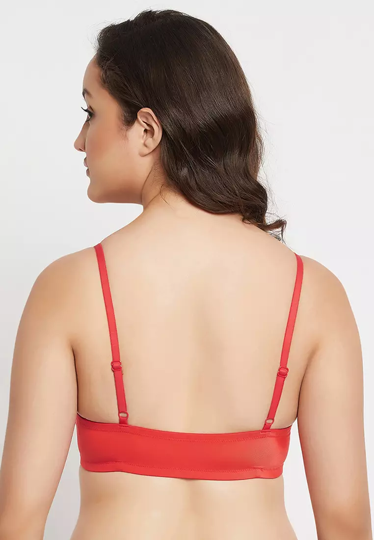 Clovia Level 1 Push-Up Padded Underwired Demi Cup Front Open Plunge Bra in Red