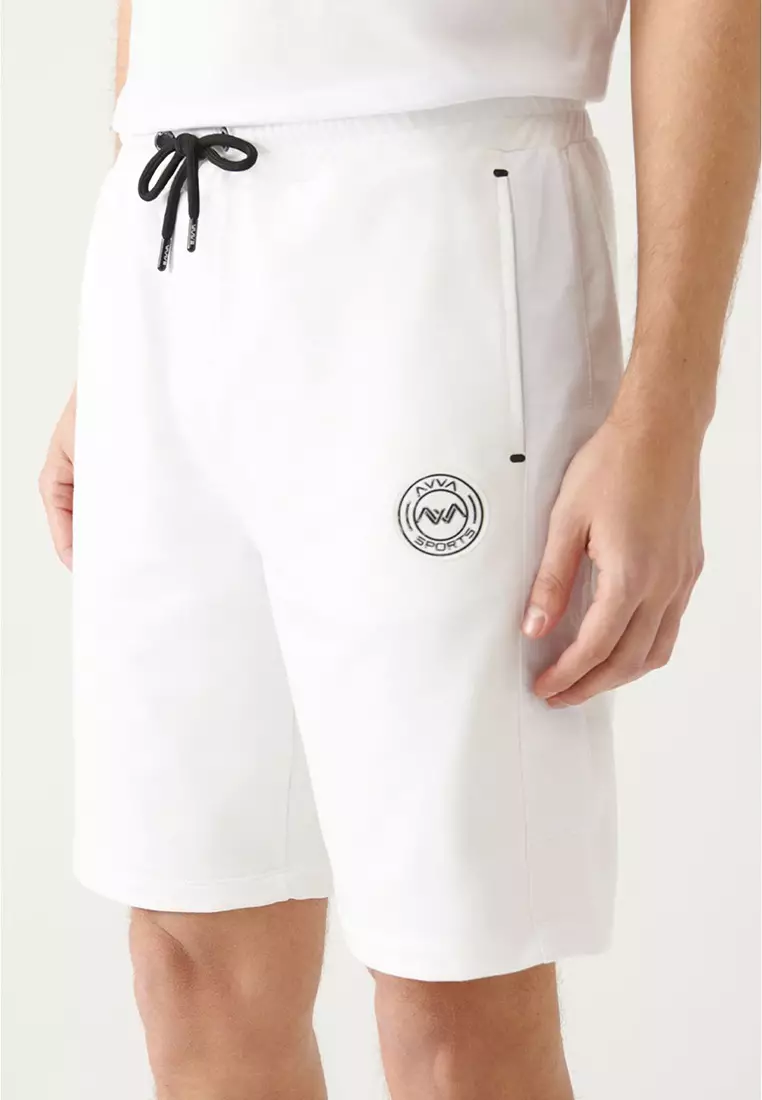 Men's White Side Pocket Printed Shorts A31Y3630