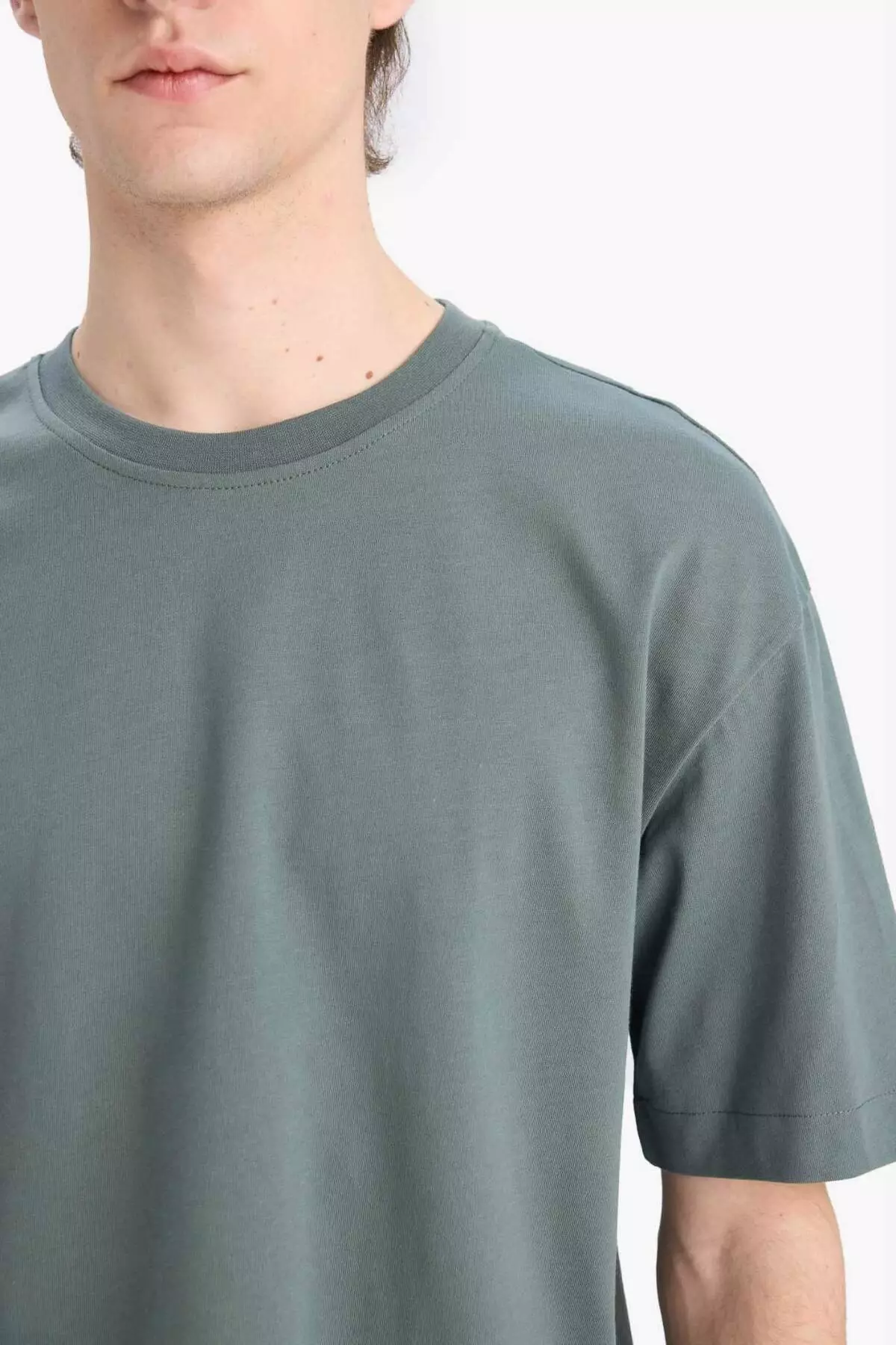 100% Cotton Oversize Wide Fit Crew Neck Basic Plain Short Sleeve T-Shirt E6885Axns