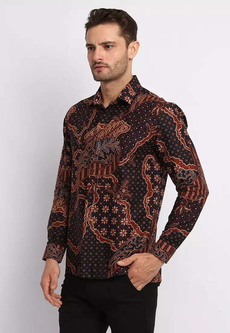 MAGINOT WIDIPA NAVY Batik Slim Fit Lengan Panjang