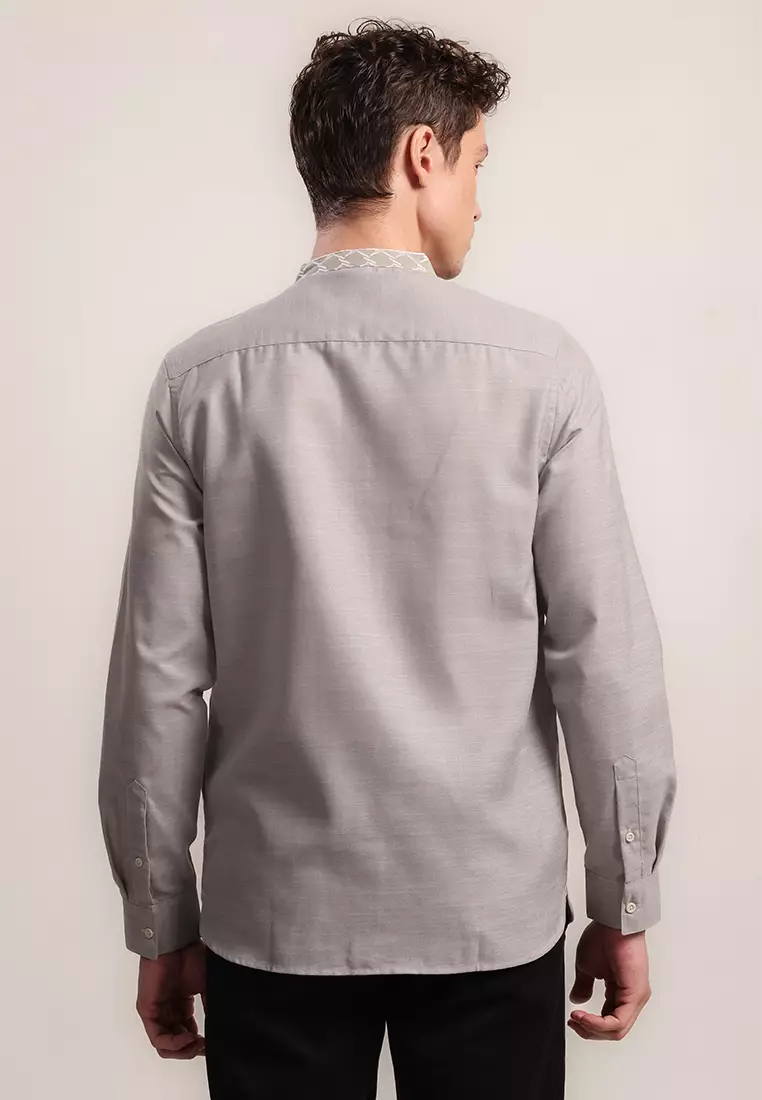 MOC Kemeja Koko Lengan Panjang Pria TIDORE - GREY