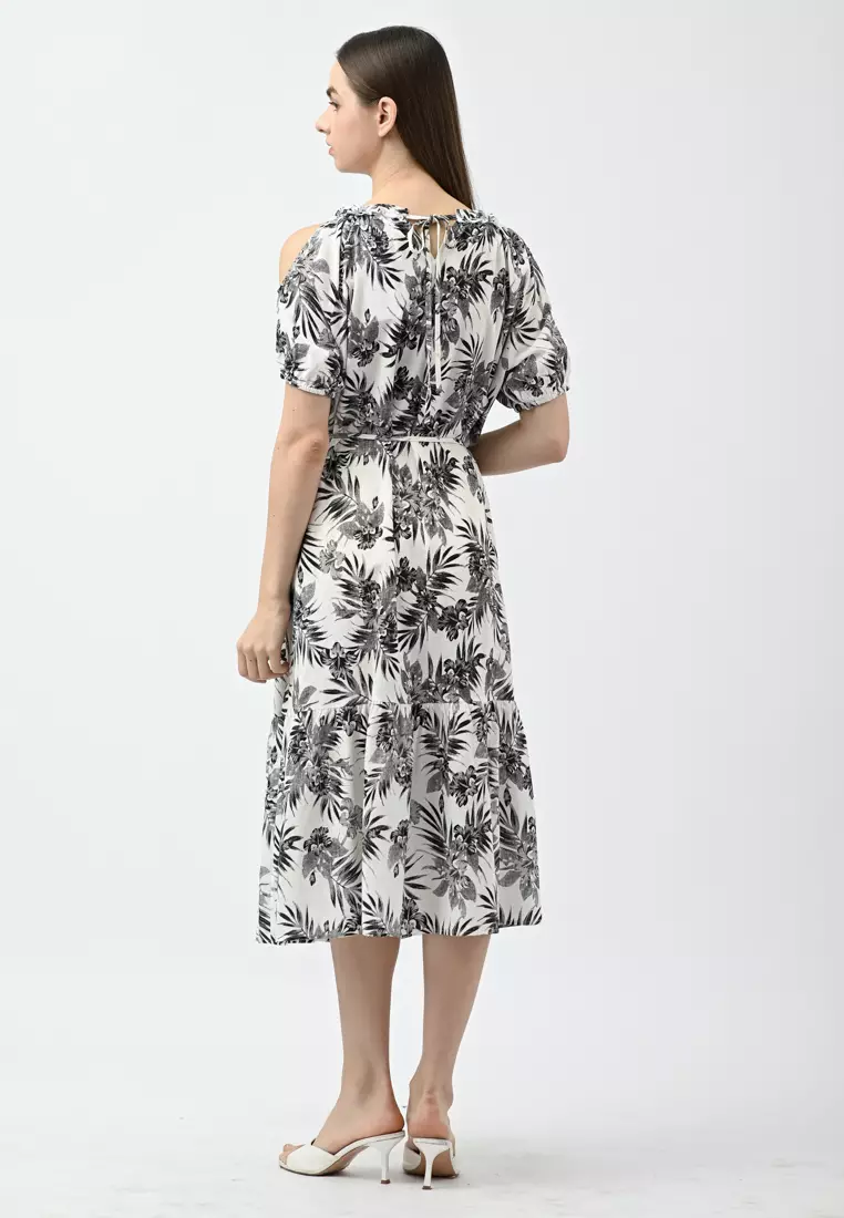 Cold Shoulder Floral Dress