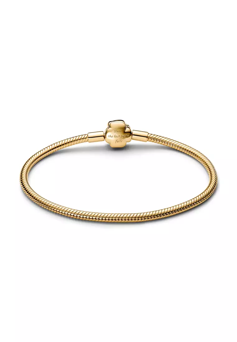 Pandora x Disney 14K Gold Plated Beauty and the Beast Enchanted Rose Snake Chain Bracelet