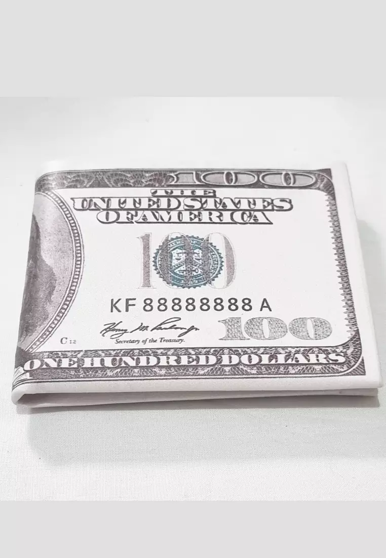 Dompet Kulit Vegan Wallet Currency Dollar Klasik Grey