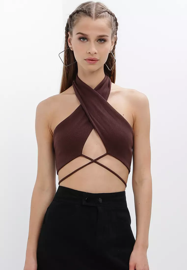 Wrap Halter Top, Black