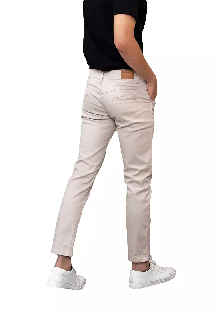 Celana Chino Panjang Pria Slim fit Stretch Jeans krim