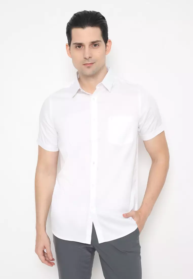 Jobb Allenby Kemeja Pria Lengan Pendek Slim Fit Putih