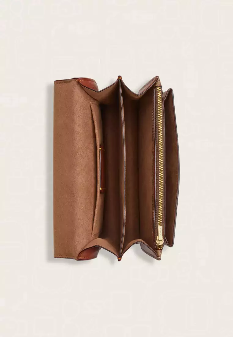 Coach Klare Crossbody Bag In Signature Canvas With Rose Print Tan Multi