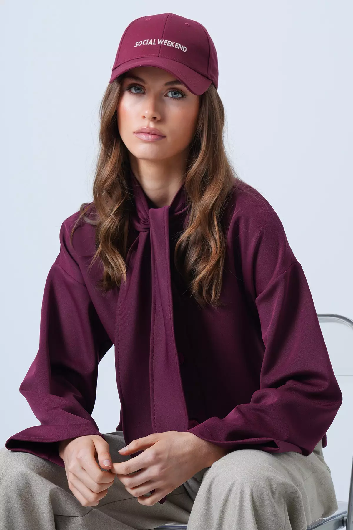 Plum Scarf Detailed Buttoned Jacket Alc-X14669
