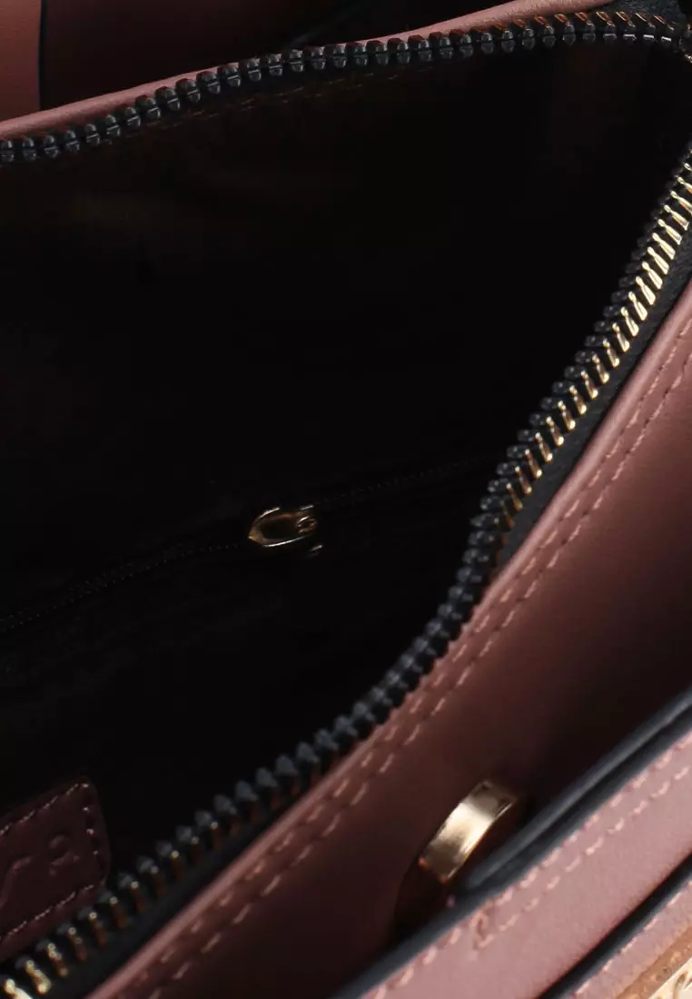 Faux Leather Multi-Compartment Convertible Top Handle