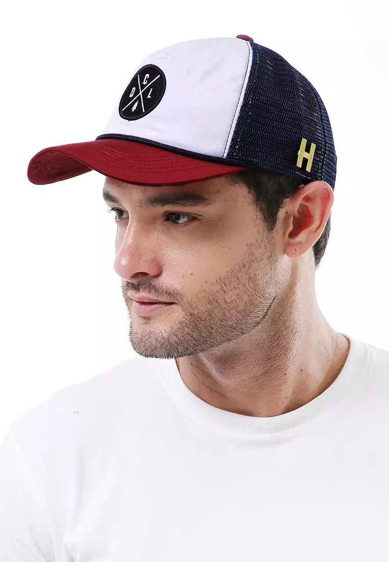 Raesan Topi Baseball Jaring Aksesoris Fashion Pria Adjustable Strap Material Polyester ORIGINAL - Navy Maroon