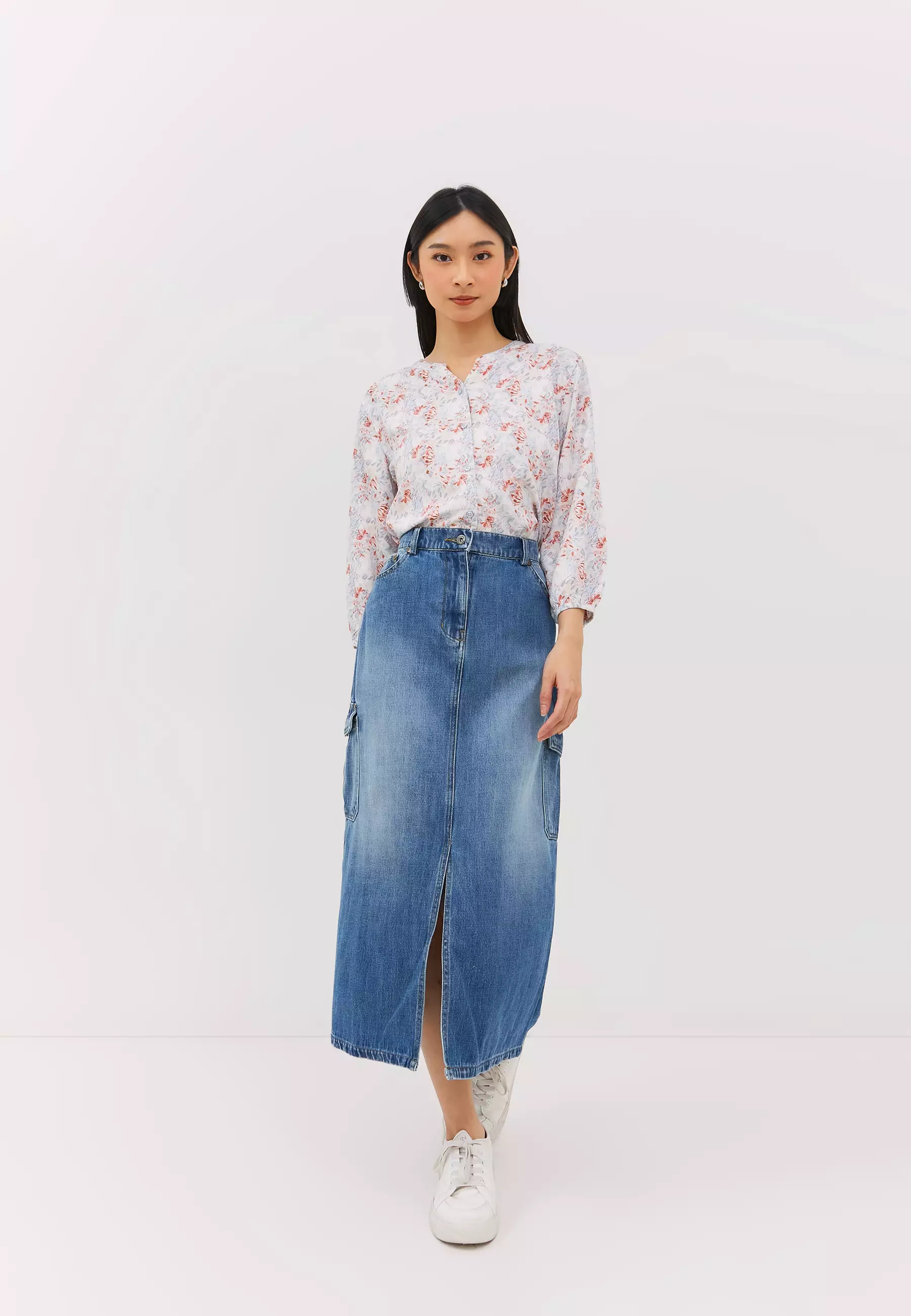 Cargo Medium Blue Denim Skirt (G.2202)