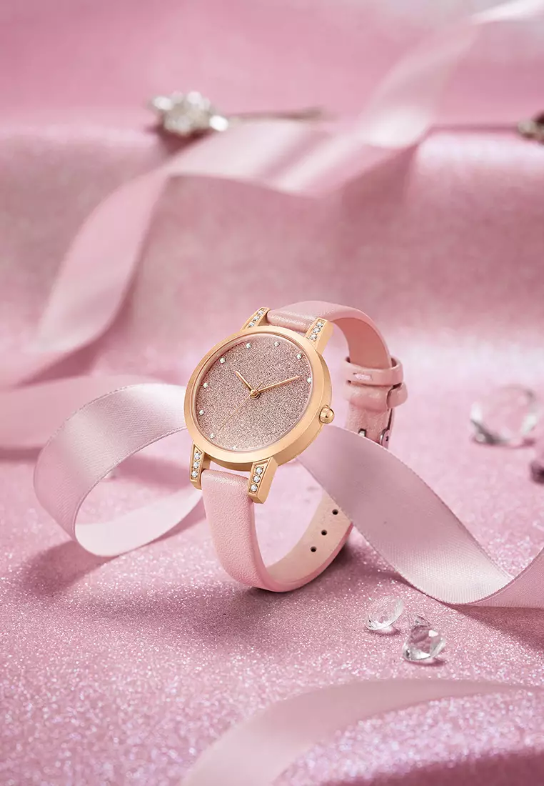 Jam Tangan Wanita Simple Tali kulit Kuarsa 3ATM Anti Air Wanita