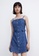 Urban Revivo blue Plaid Pattern Button Up Cami Denim Dress 46439AAA5CEF87GS_3