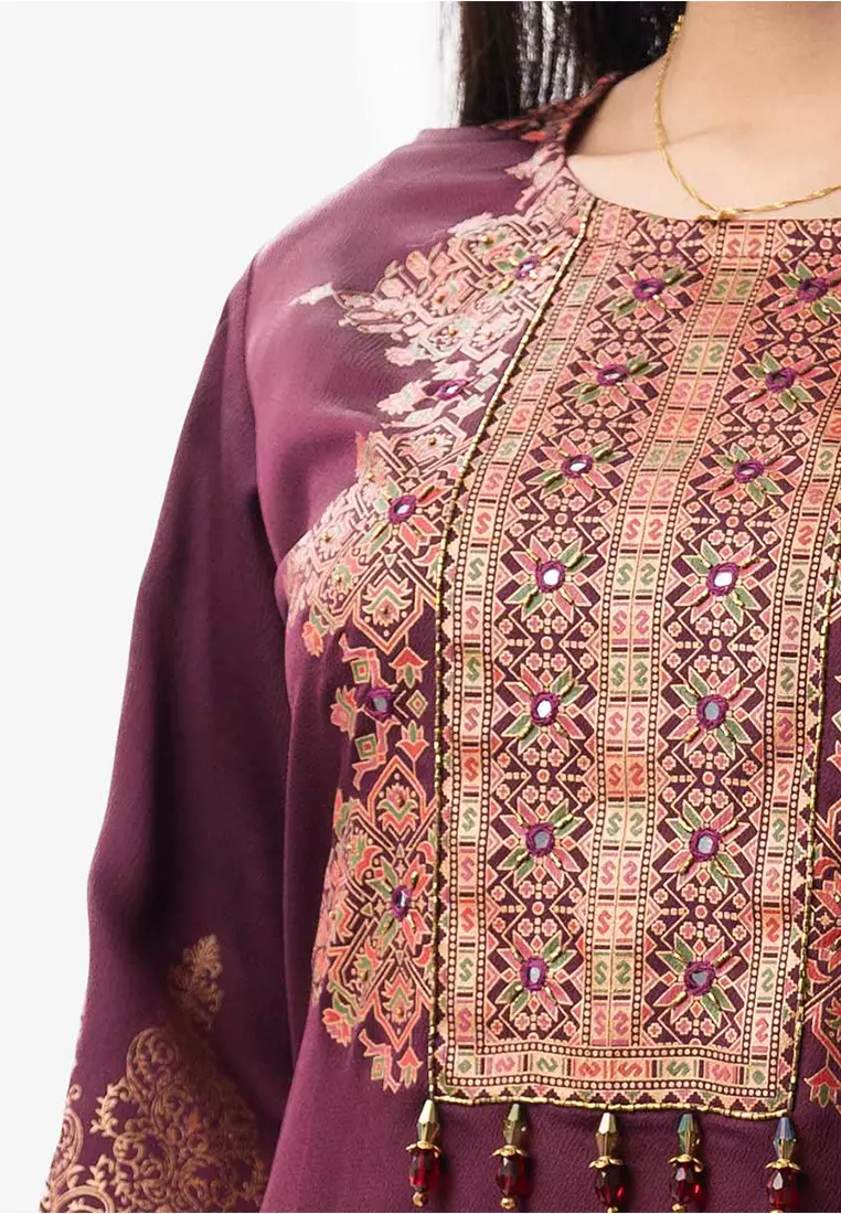 Le Reve 栗色印花直筒长袖外套