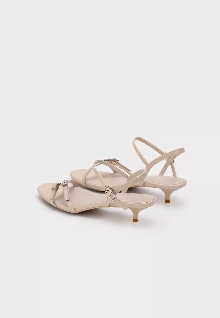 EMBELLISHED STRAP KITTEN HEEL SANDAL