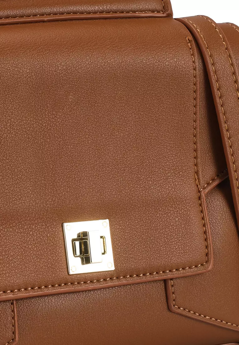 Faux Leather Convertible Satchel Bag