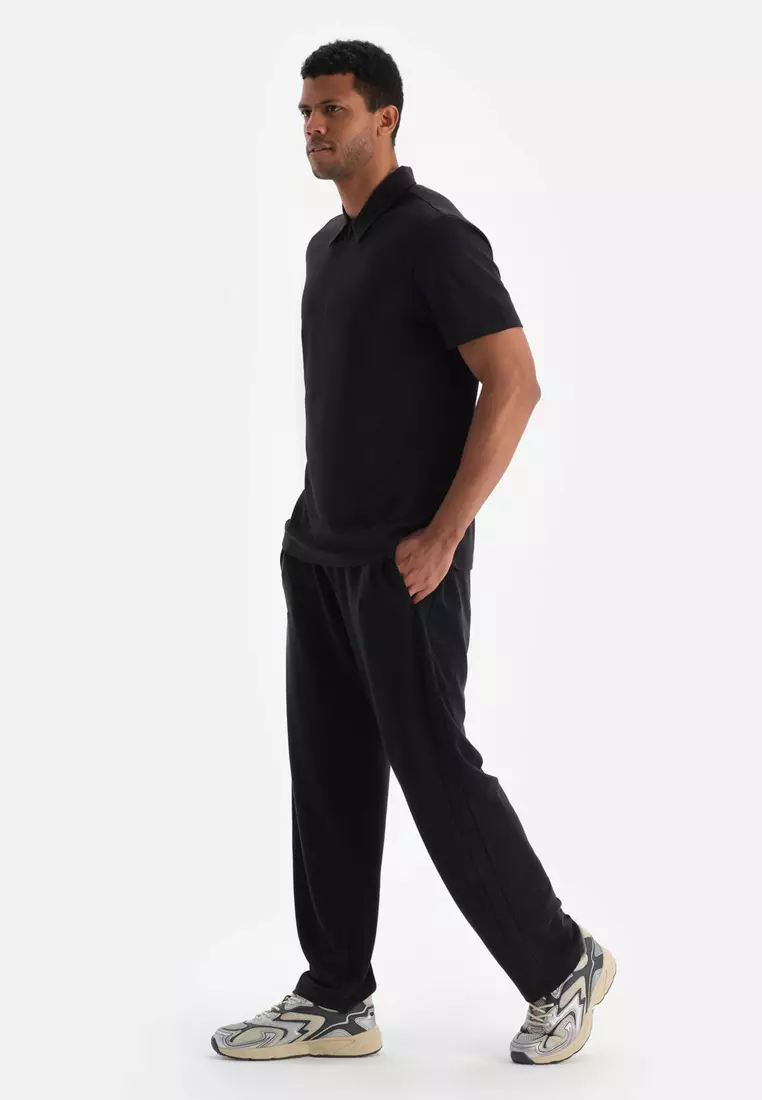 Black Trousers, Regular, Long Leg, Activewear for Men