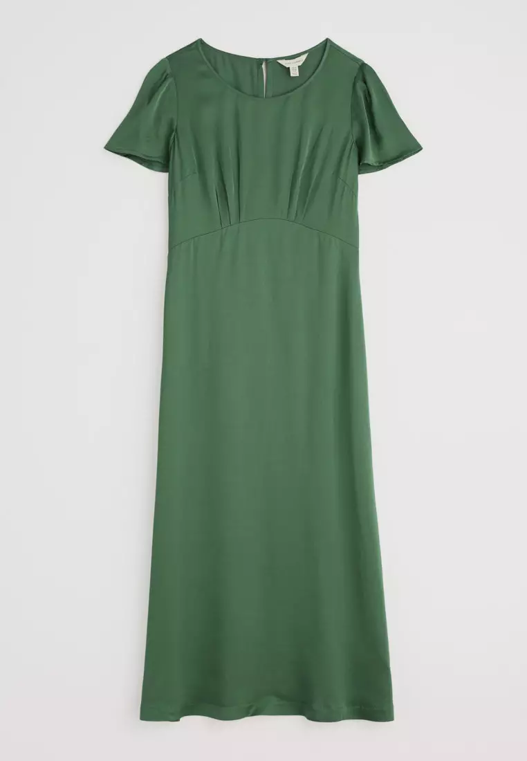 Seasalt Cornwall Green Rosalind Satin Midi Dress