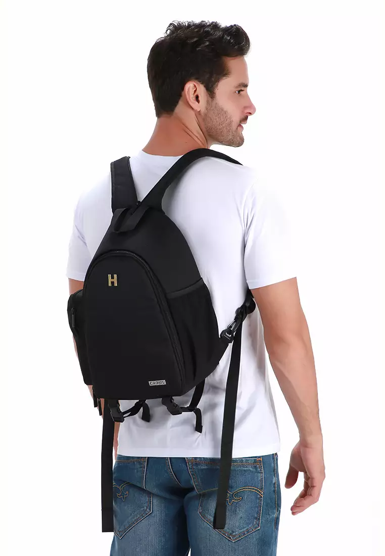 Eunh Tas Selempang Ransel Kamera DSLR Unisex Waterproof Shockproof Material Oxford Fabric 600D ORIGINAL - Black