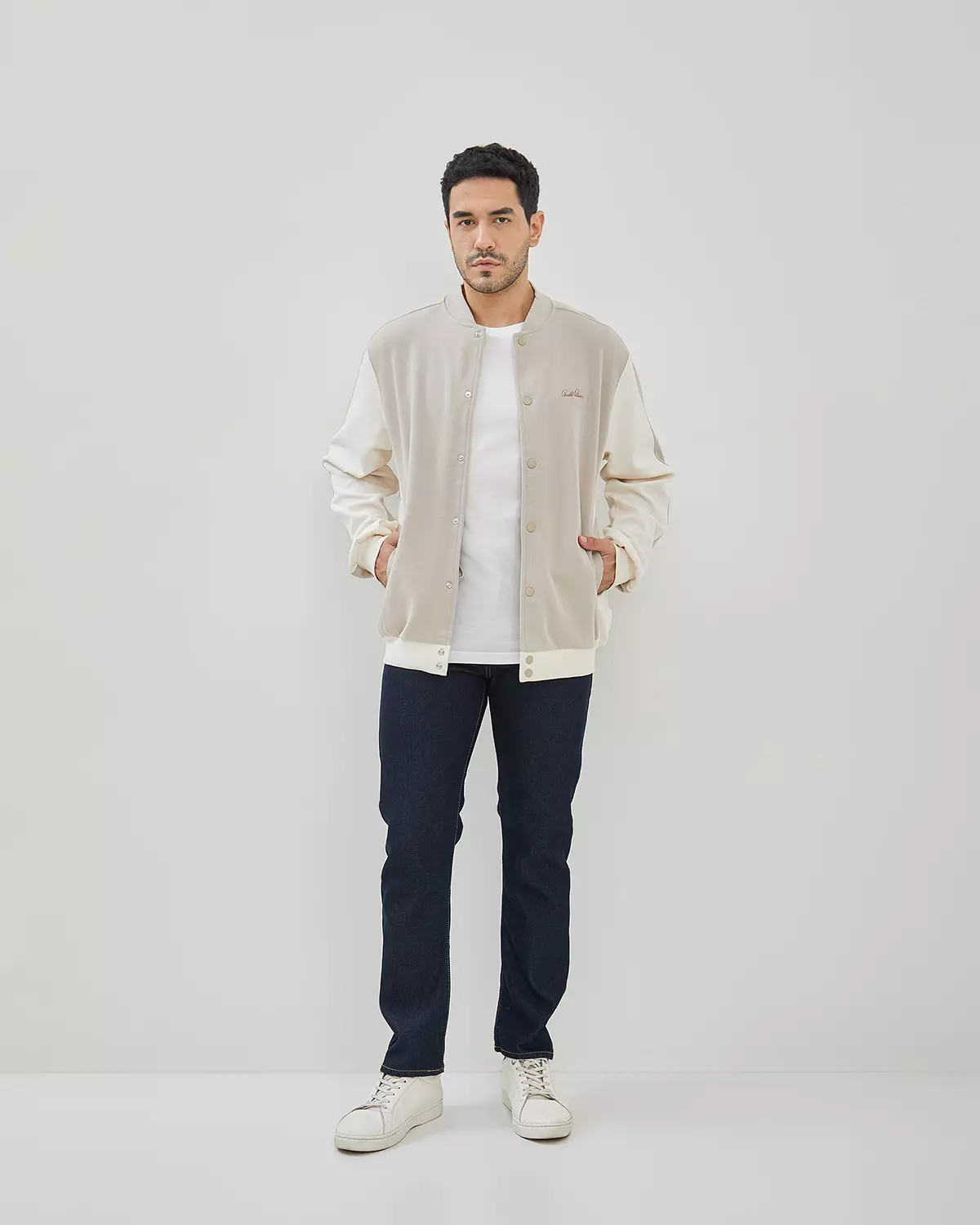 MEN'S CREAM VARSITY JACKET COMBINATION