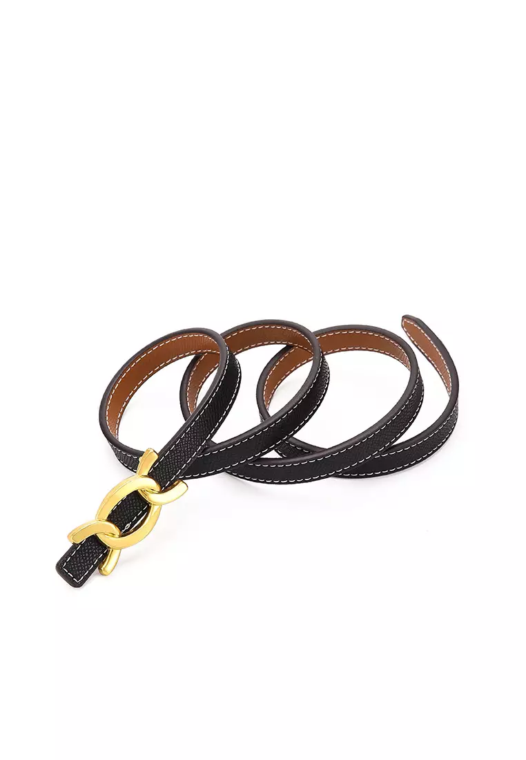 GYKACO ALDEN Black Tan - Ikat Pinggang Wanita - Fashion Belt / Sabuk