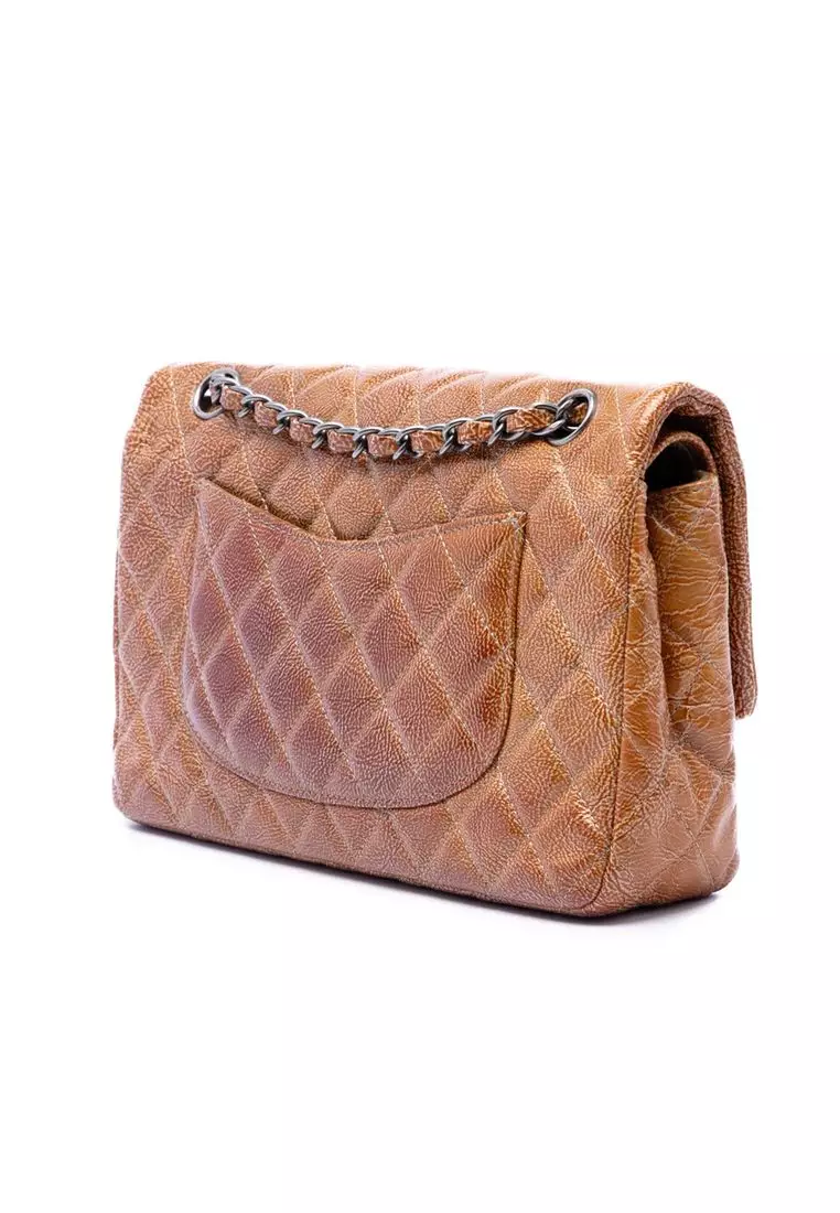 Pre-Loved Chanel Medium Classic Crinkled Patent Double Flap