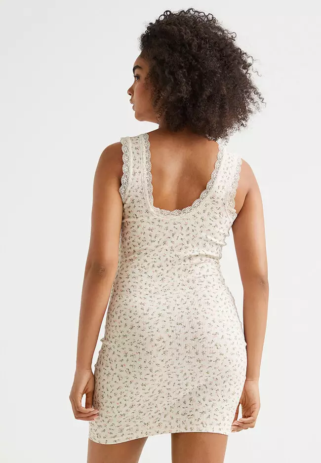 Buy H&M Lace-Trimmed Ribbed Dress Online | ZALORA Malaysia