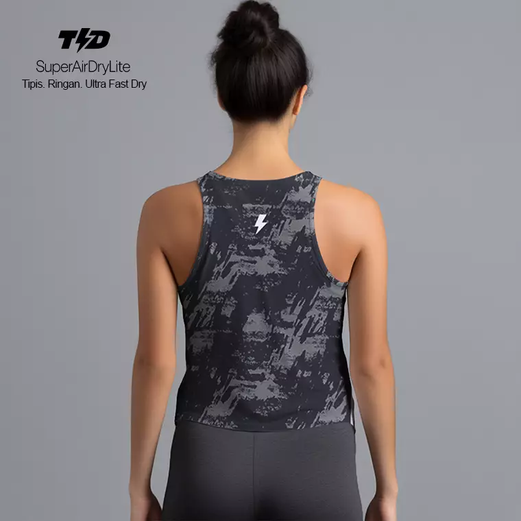 LSD48 Tanktop Crop Gym "GREY BRUSH abstrak" superairdrylite