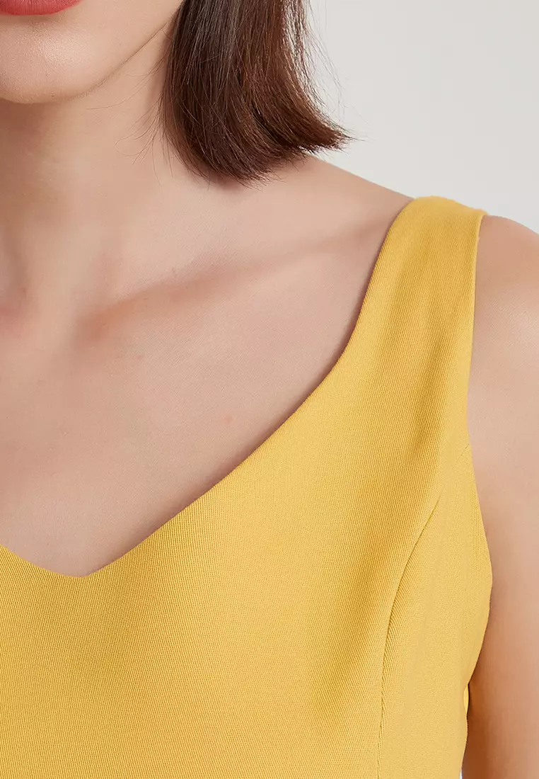 Original Design Elegant Temperament Sleeveless V-Neck Transparent Color block   A-Line One Piece Dress B22041206YE