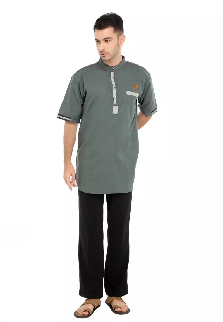 Baju Koko Gamis Muslim Pria Syakil - Hijau