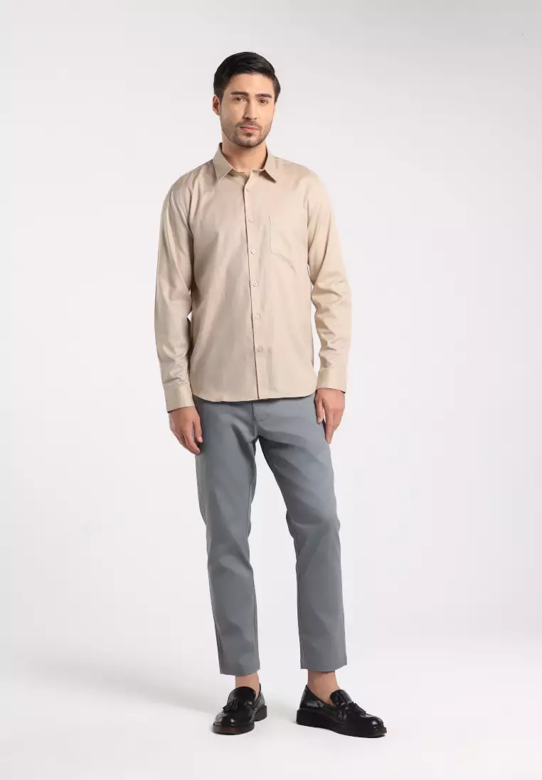 MOC - Kemeja Polos Pria Lengan Panjang Nicola - Khaki
