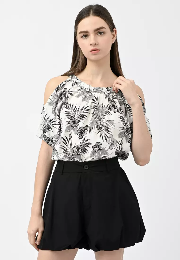 Cold Shoulder Floral Shirt