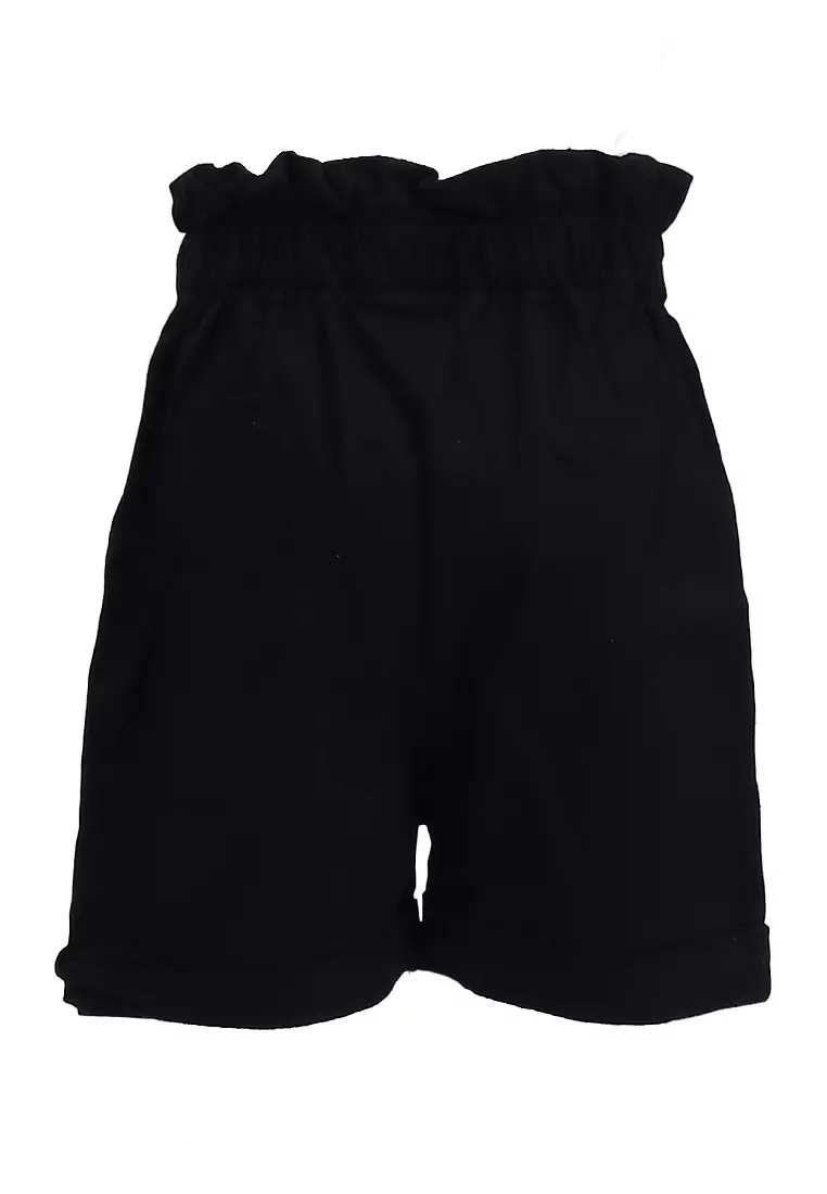 Milly Celana Pendek Anak Perempuan Short Chinos Motif Polos Pinggang Karet Material Cotton Twill ORIGINAL - Black