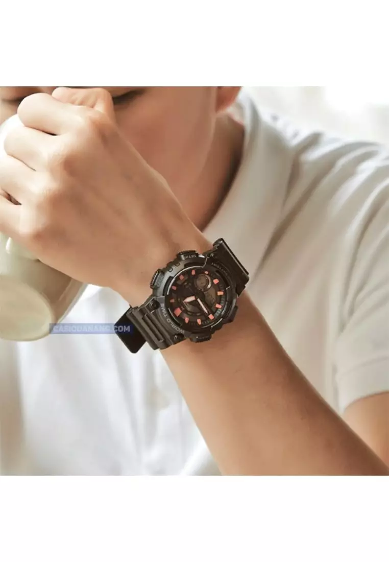 Men's Analog-Digital Watch AEQ-110W-1A2 Black Resin Band Men Sport Watch